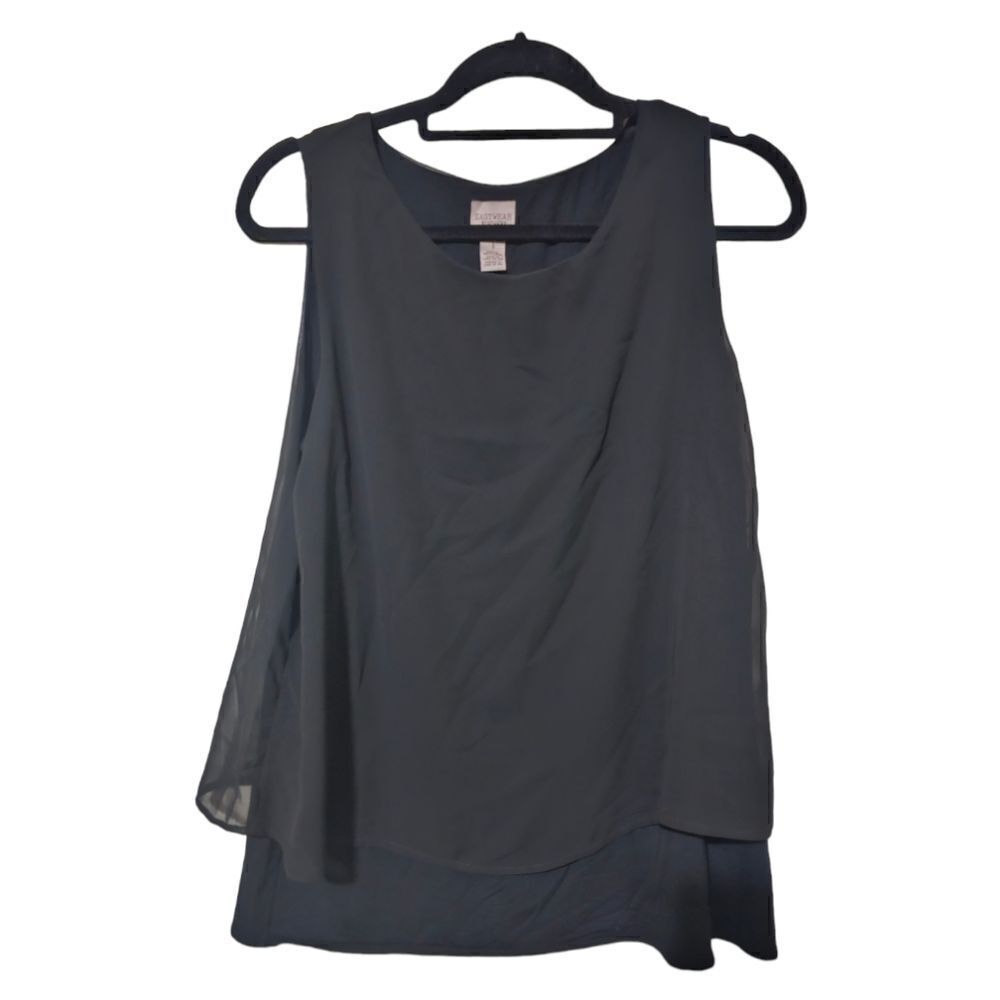 CHICO'S EASY WEAR Black Sleeveless‎ Sheer Panel Top - Size 1